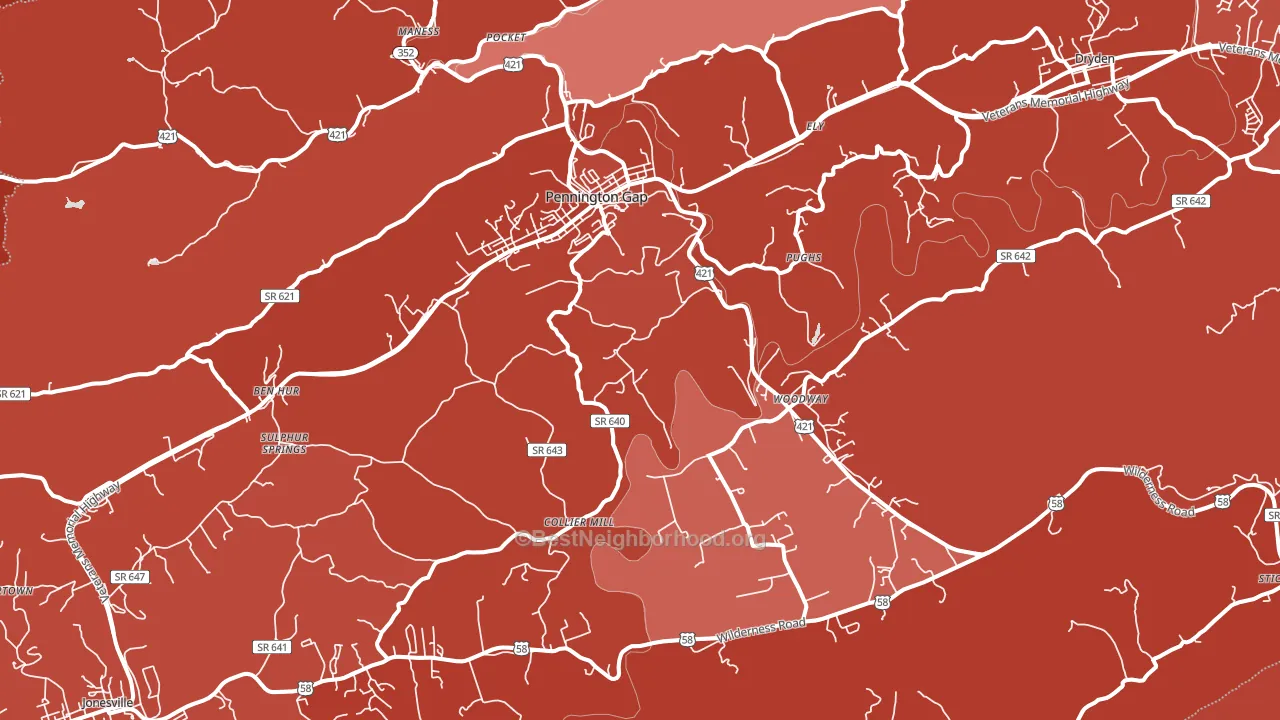 24277, VA block-group political-lean map