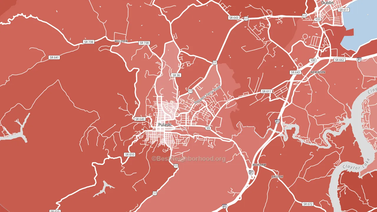 24301, VA block-group political-lean map