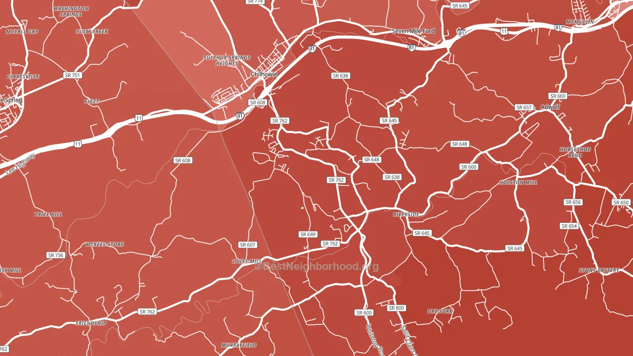 24319, VA block-group political-lean map