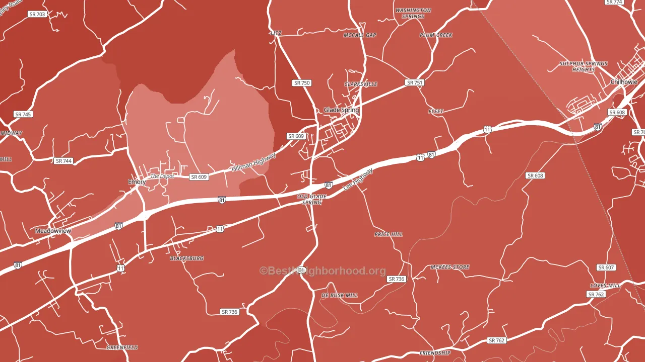 24340, VA block-group political-lean map