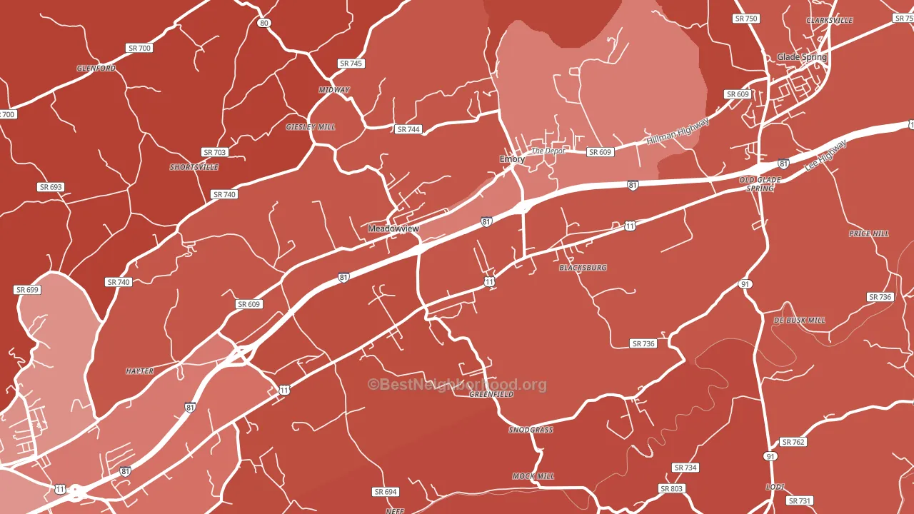 24361, VA block-group political-lean map