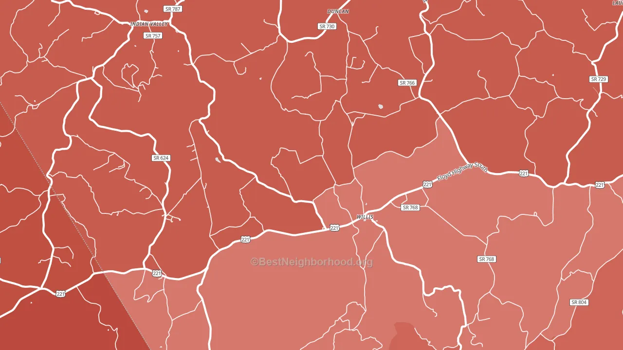 24380, VA block-group political-lean map