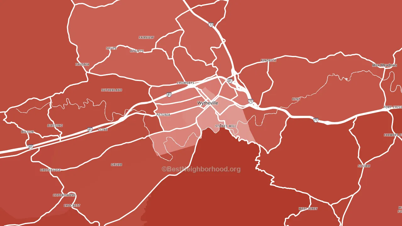 24382, VA block-group political-lean map
