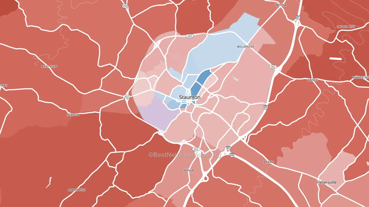 24401, VA block-group political-lean map