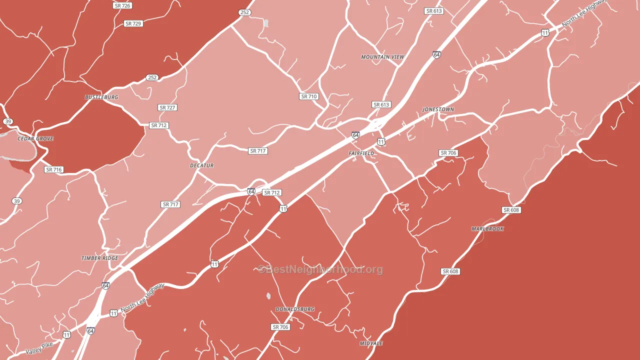 24435, VA block-group political-lean map
