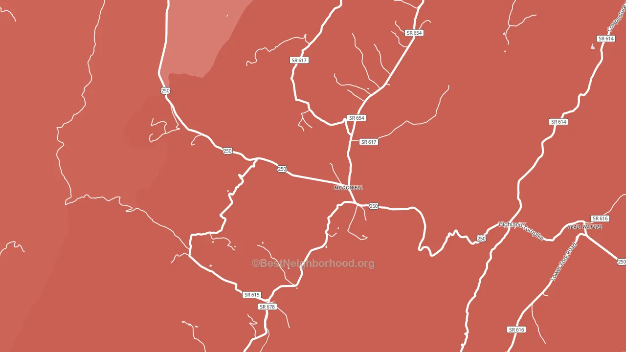 24458, VA block-group political-lean map