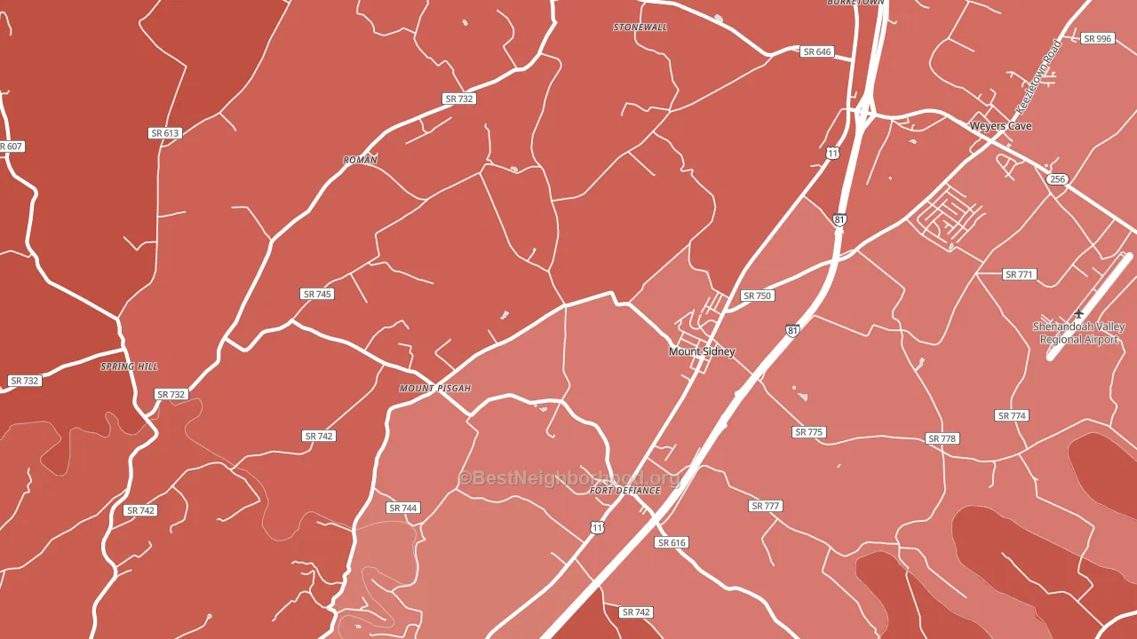 24467, VA block-group political-lean map