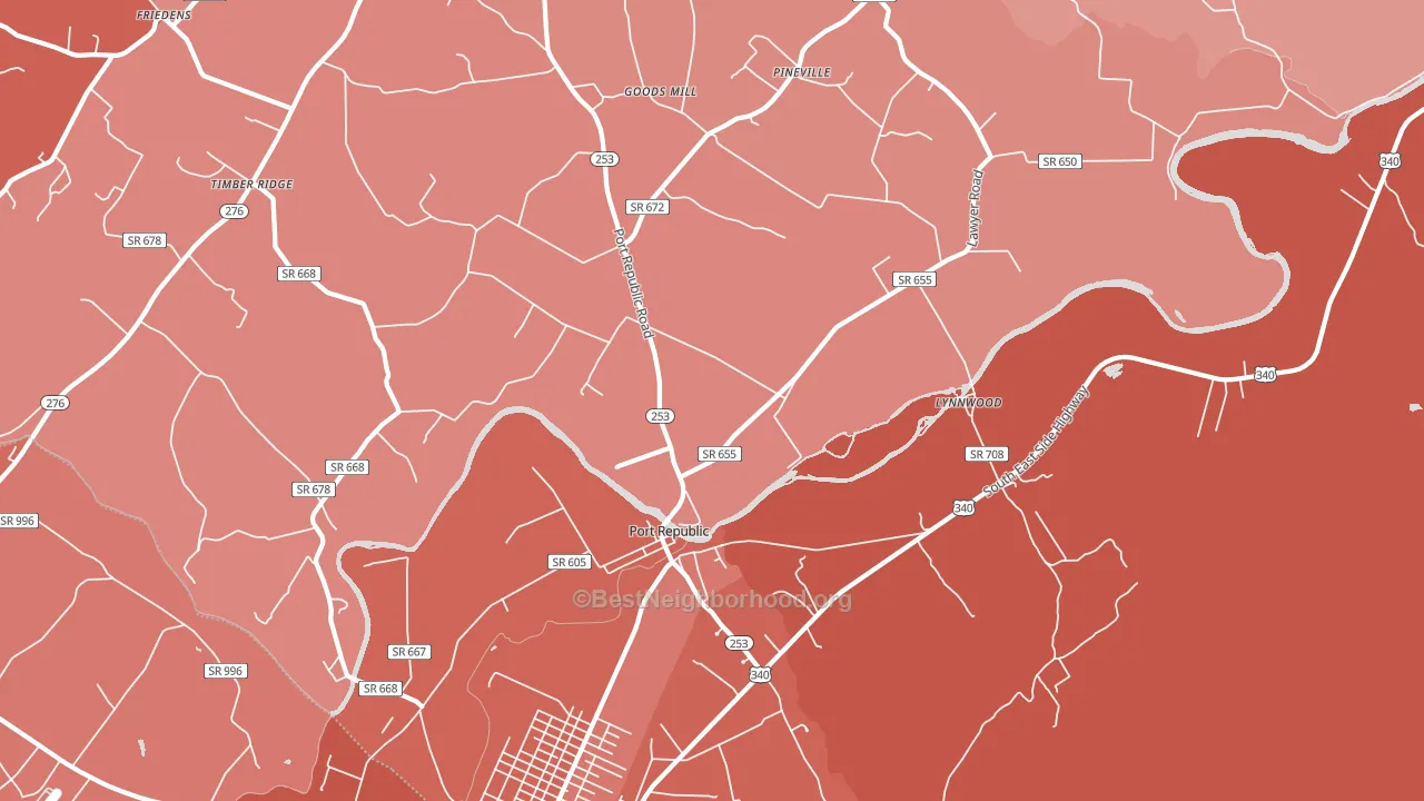 24471, VA block-group political-lean map