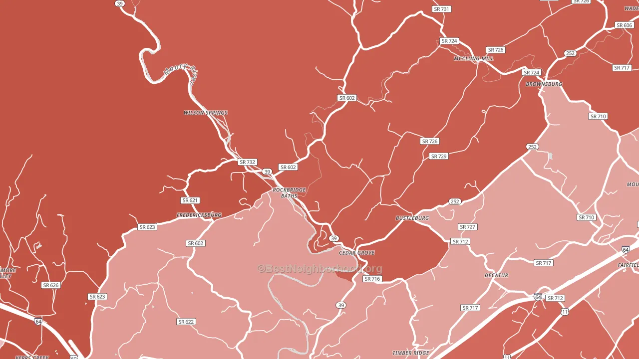 24473, VA block-group political-lean map