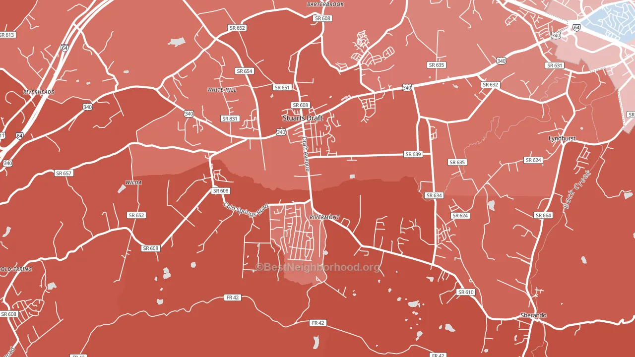 24477, VA block-group political-lean map