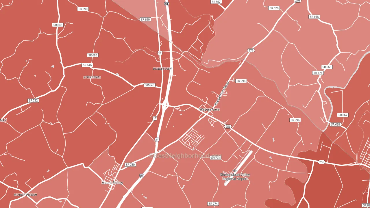 24486, VA block-group political-lean map