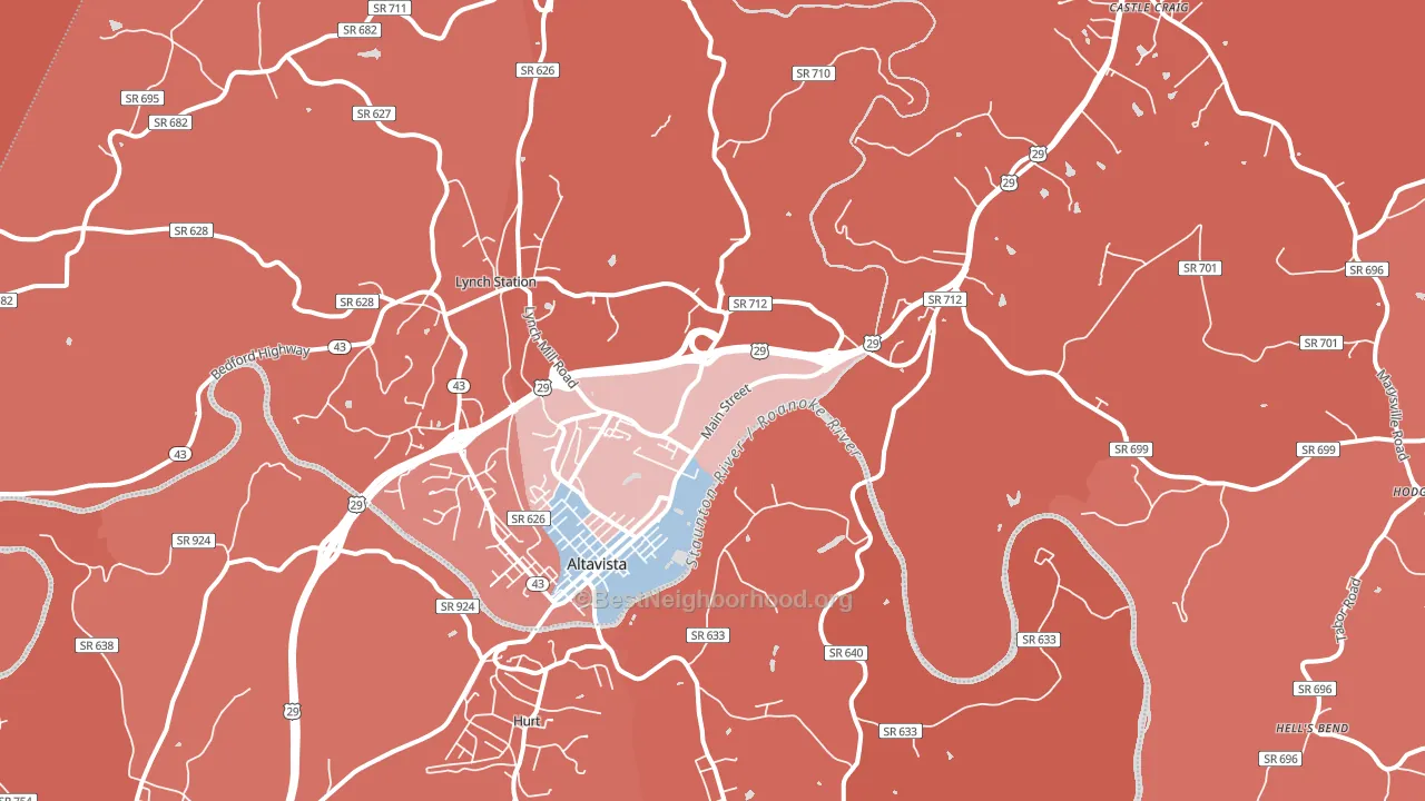 24517, VA block-group political-lean map