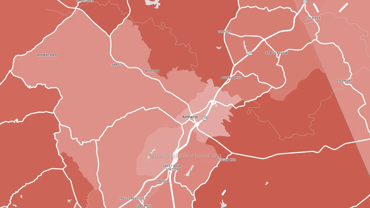 24521, VA block-group political-lean map