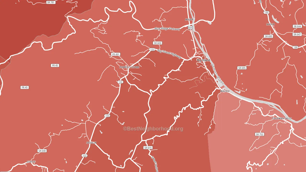 24526, VA block-group political-lean map