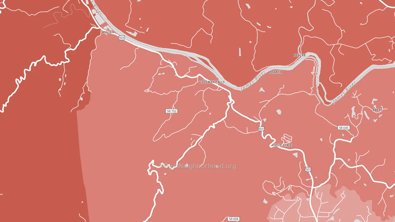24536, VA block-group political-lean map