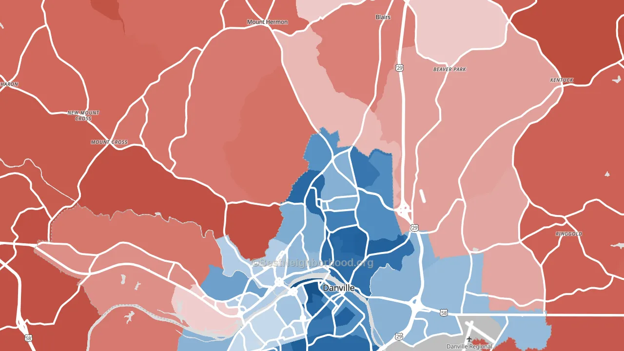 24540, VA block-group political-lean map