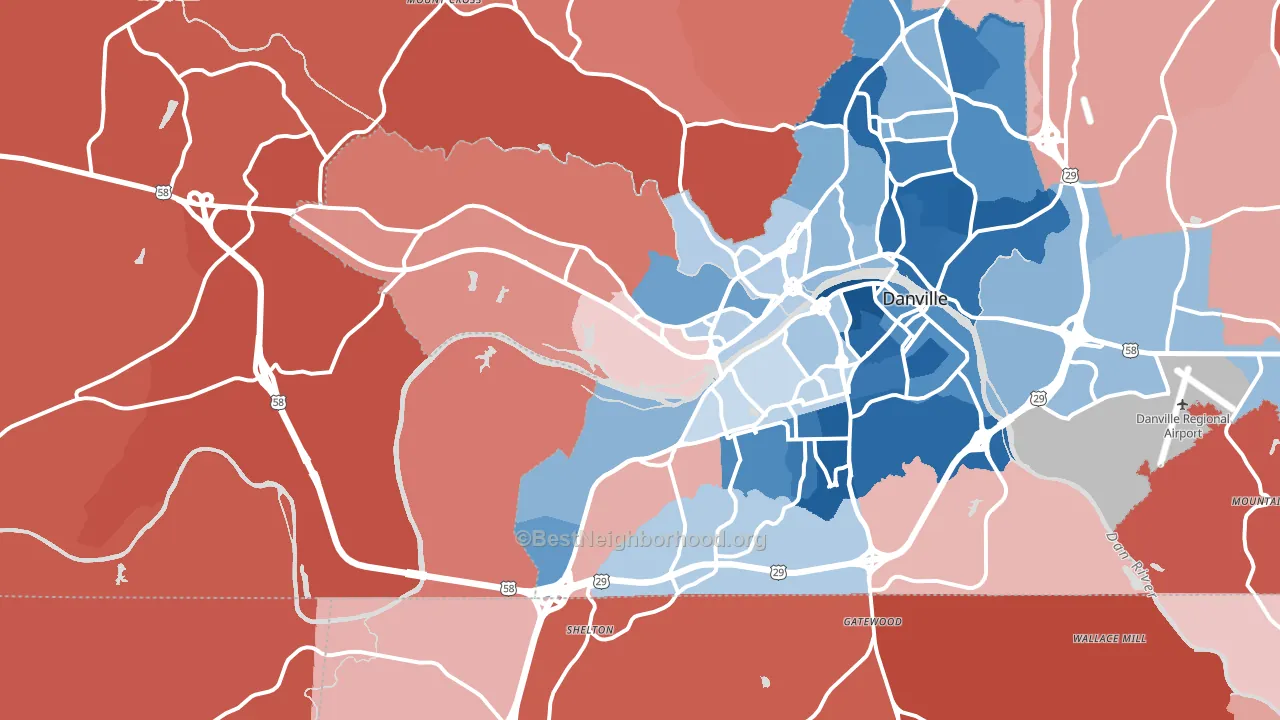 24541, VA block-group political-lean map