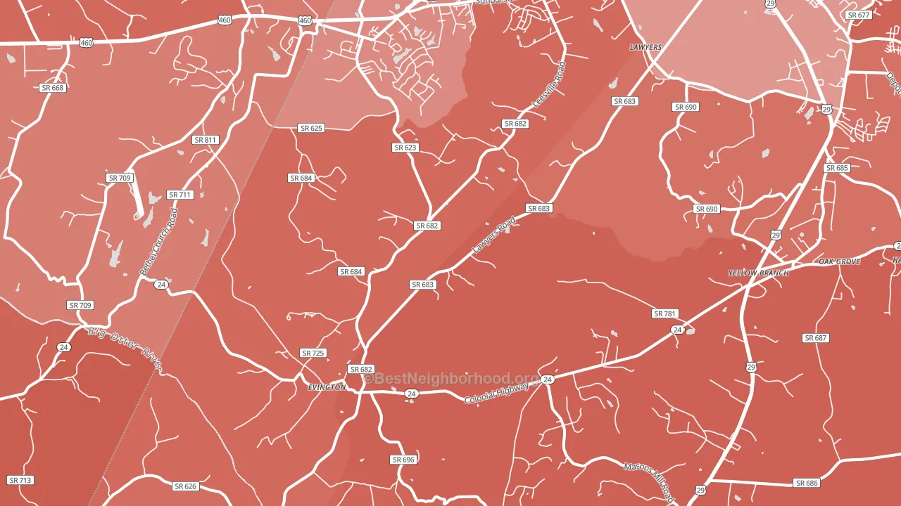 24550, VA block-group political-lean map