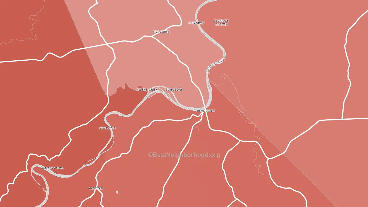 24553, VA block-group political-lean map
