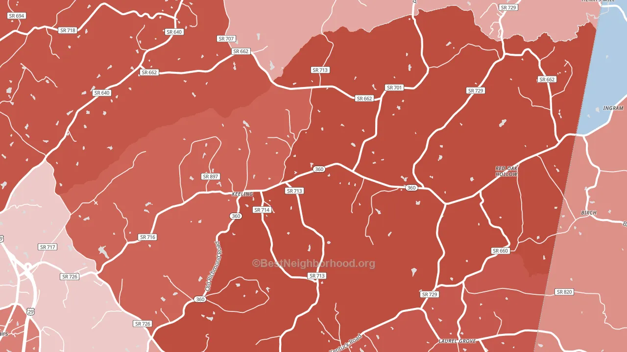 24566, VA block-group political-lean map