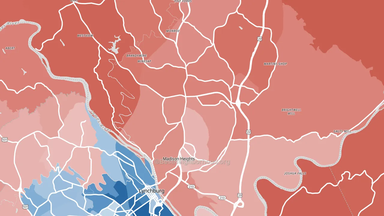 24572, VA block-group political-lean map