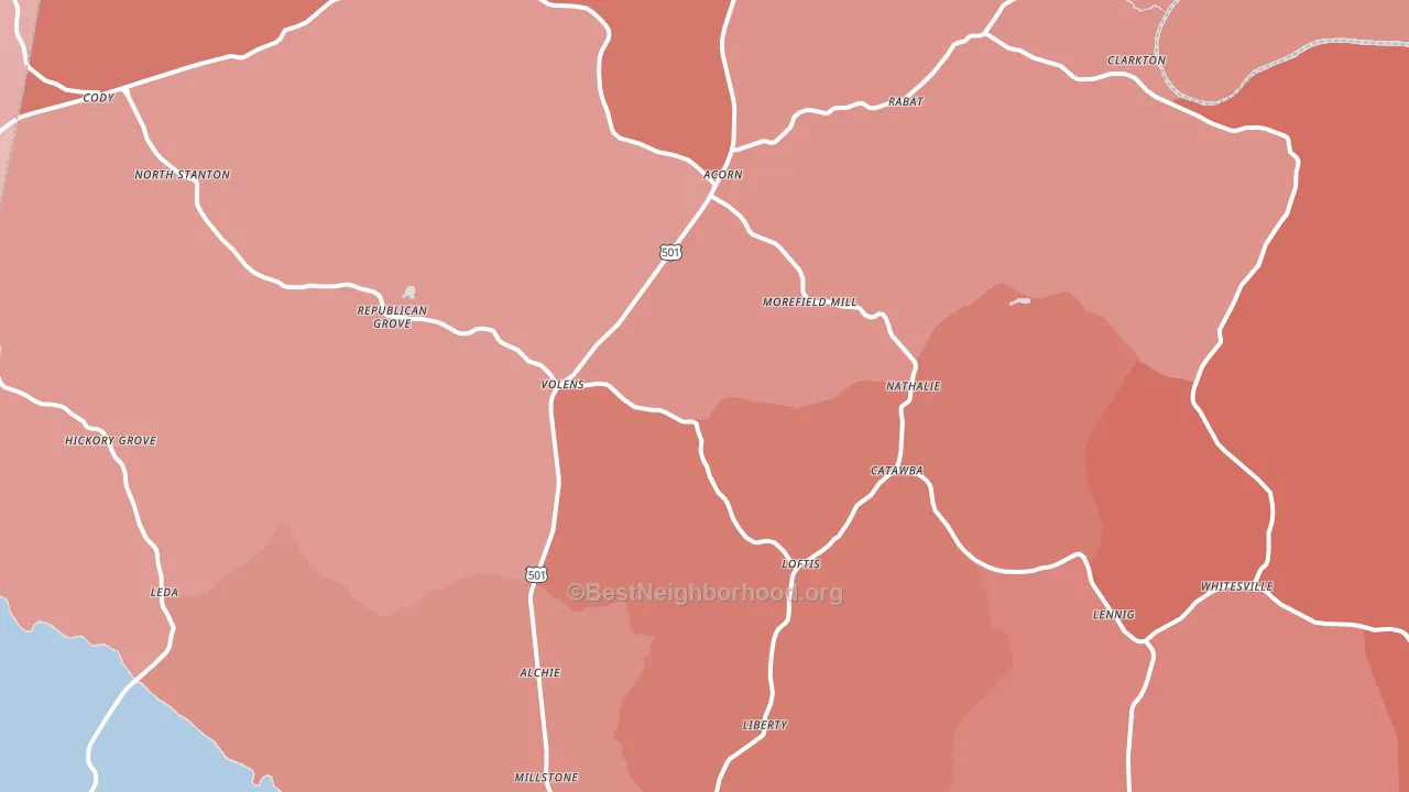 24577, VA block-group political-lean map