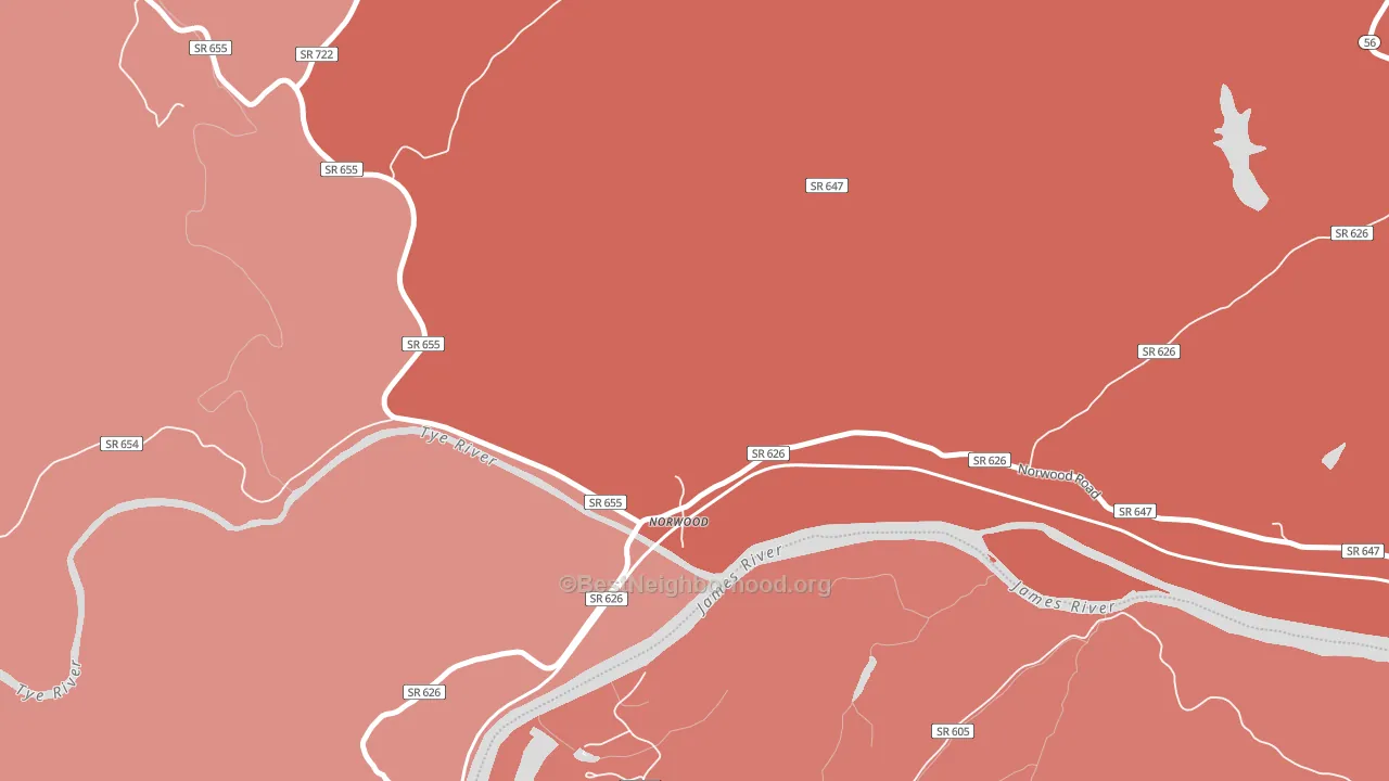 24581, VA block-group political-lean map