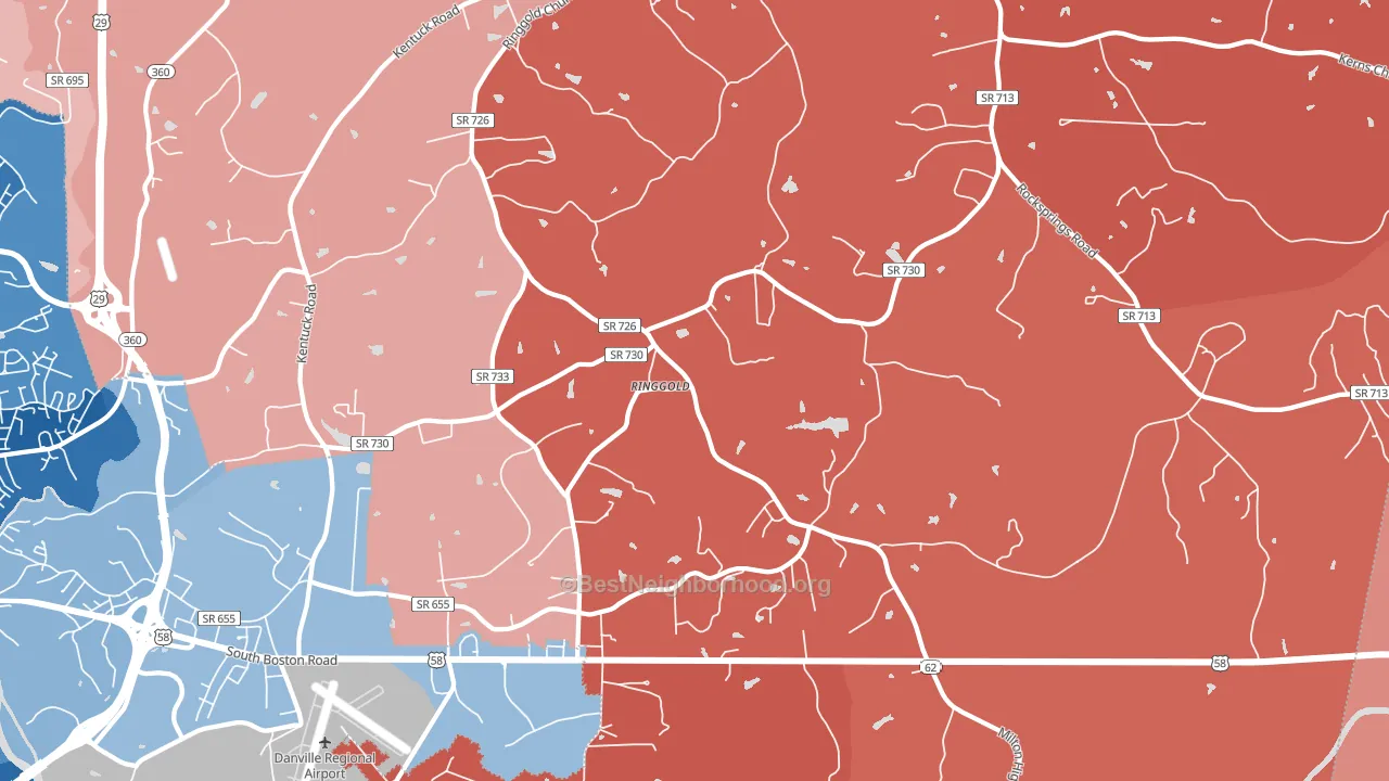 24586, VA block-group political-lean map