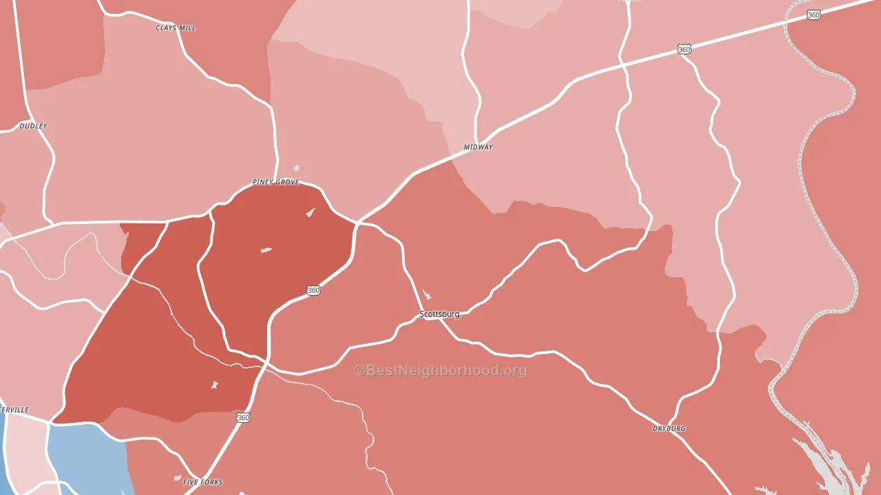 24589, VA block-group political-lean map