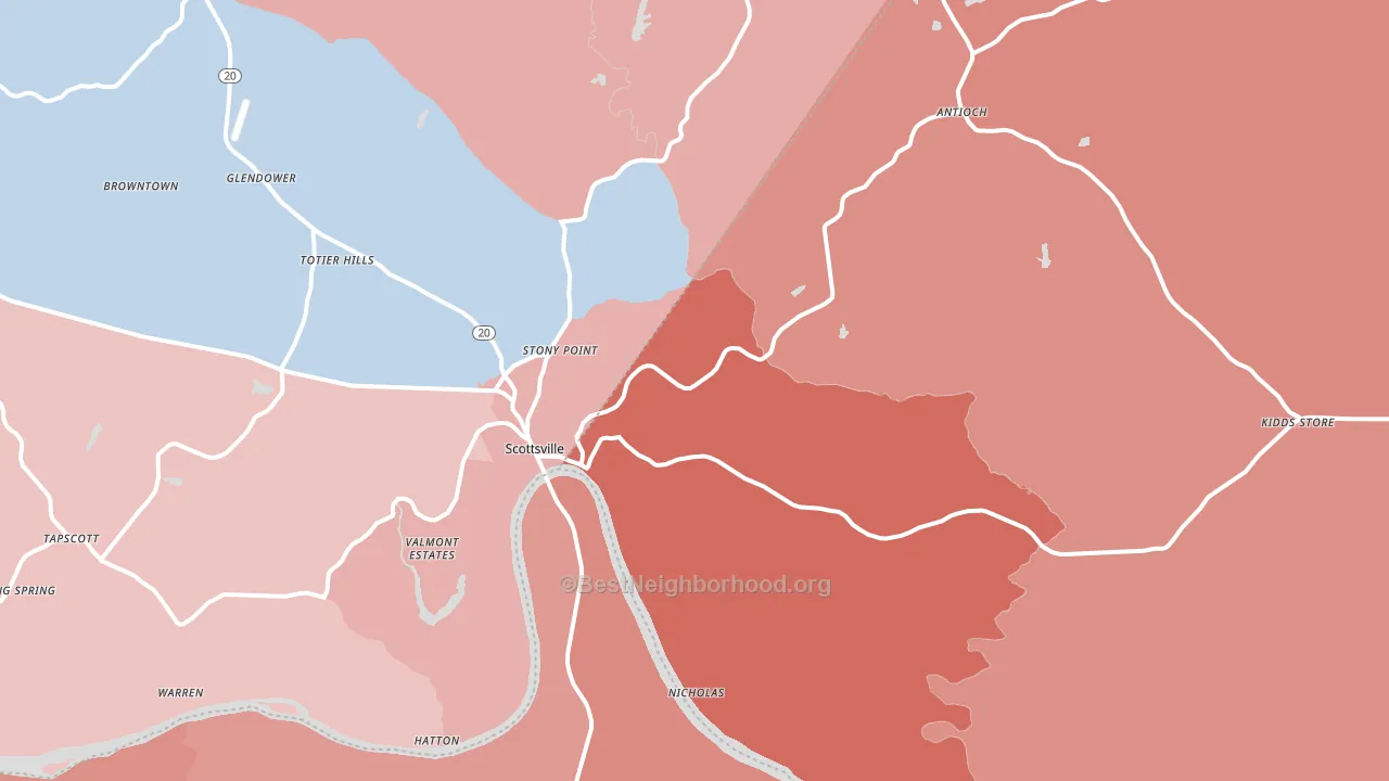 24590, VA block-group political-lean map