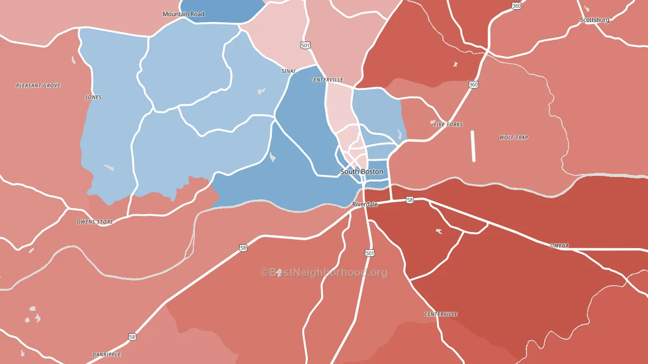 24592, VA block-group political-lean map