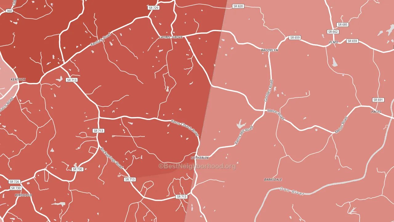 24594, VA block-group political-lean map