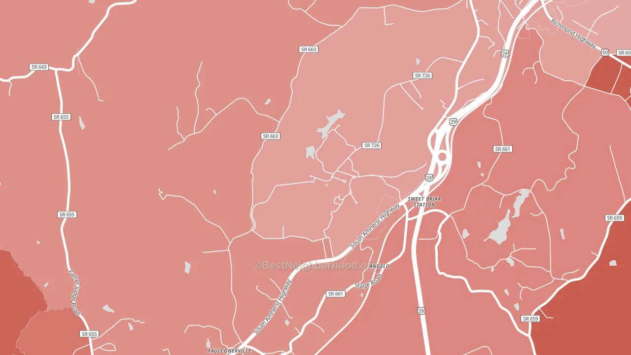 24595, VA block-group political-lean map