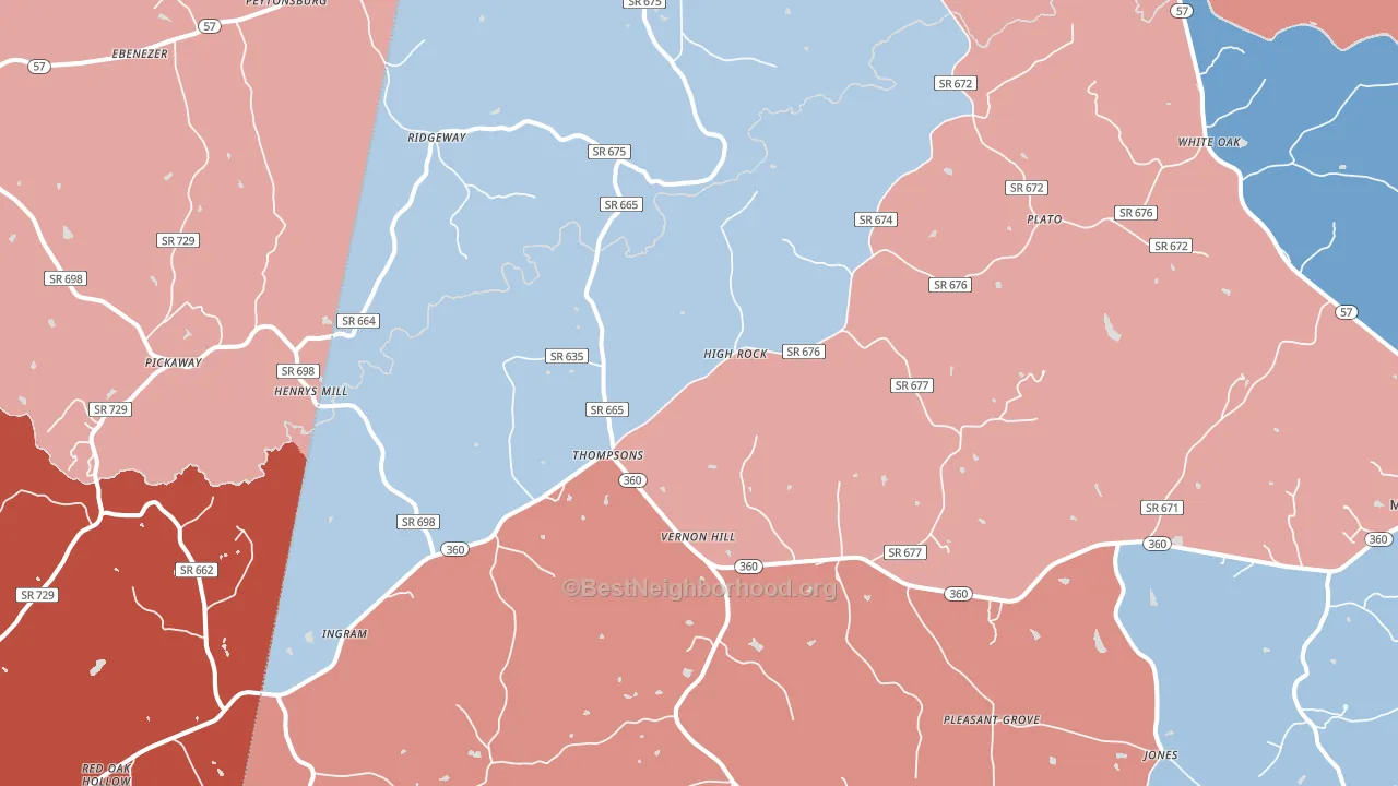 24597, VA block-group political-lean map