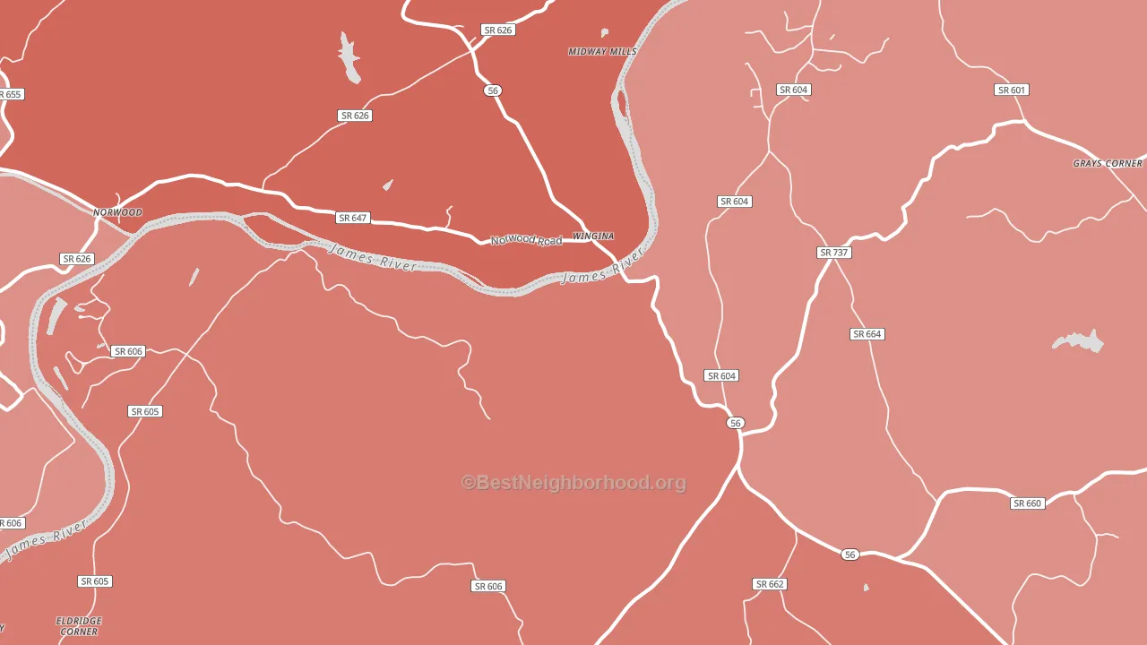 24599, VA block-group political-lean map