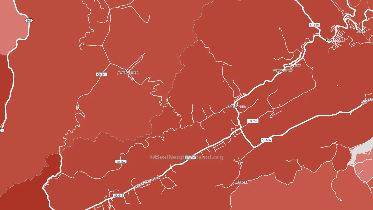 24606, VA block-group political-lean map