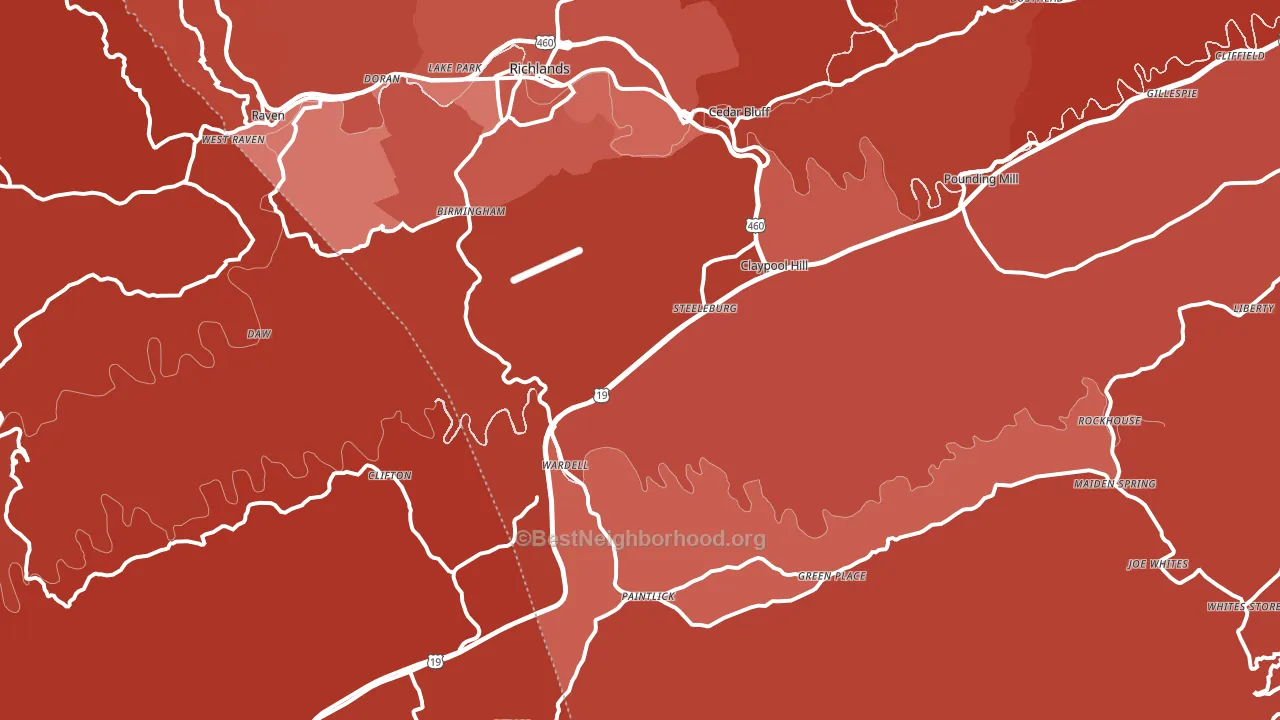 24609, VA block-group political-lean map