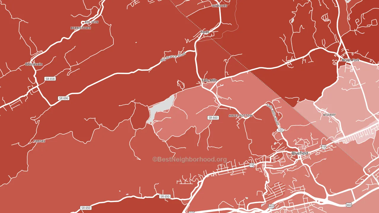 24613, VA block-group political-lean map