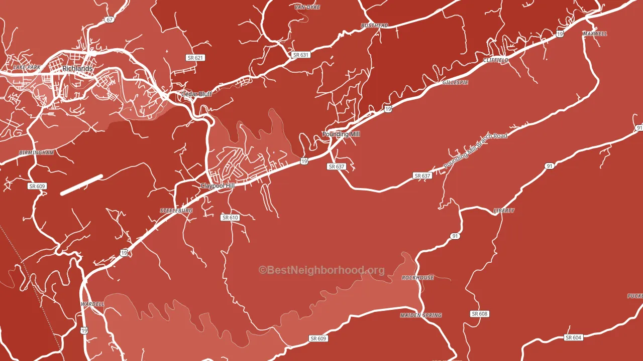24637, VA block-group political-lean map