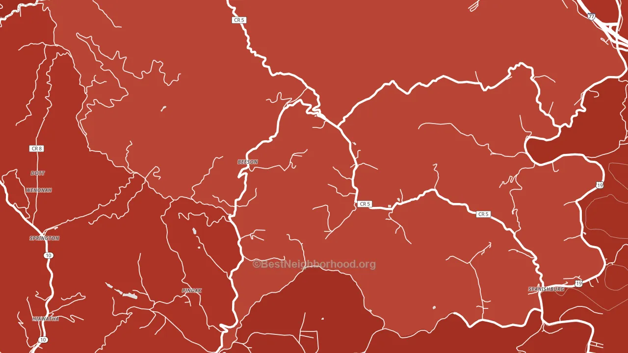 24714, WV block-group political-lean map