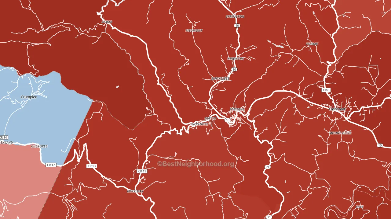 24736, WV block-group political-lean map