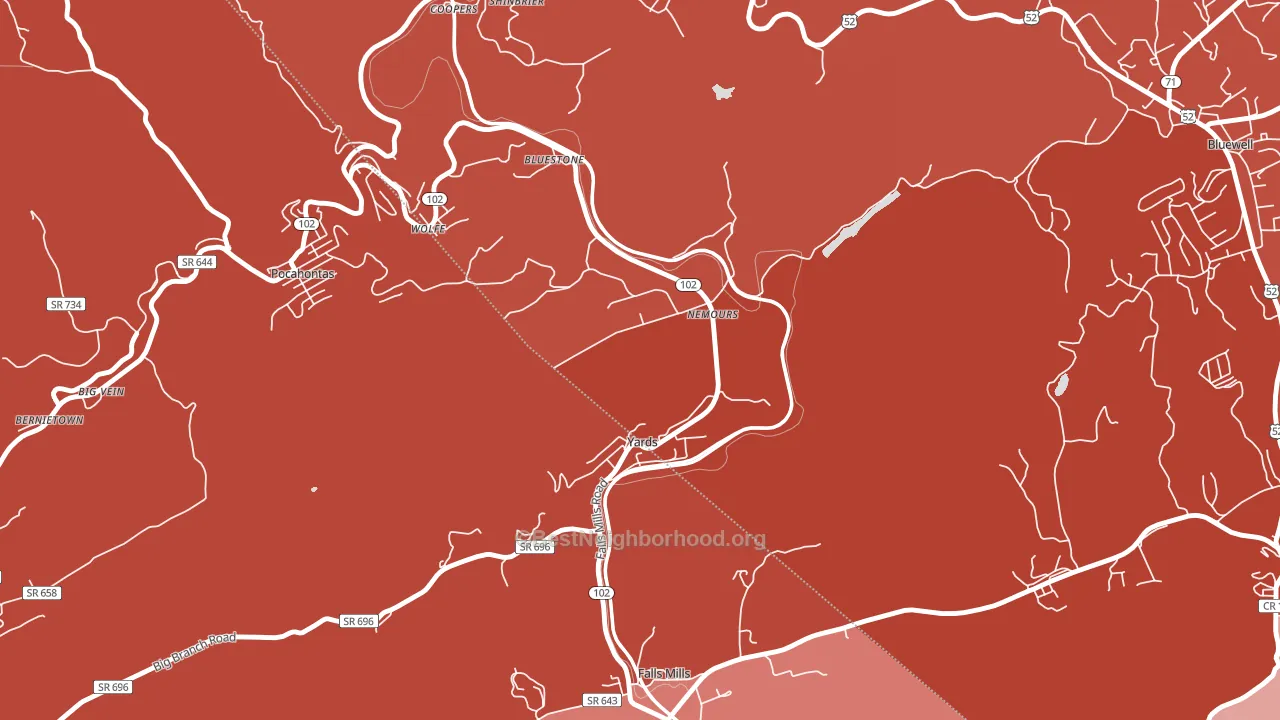24738, WV block-group political-lean map
