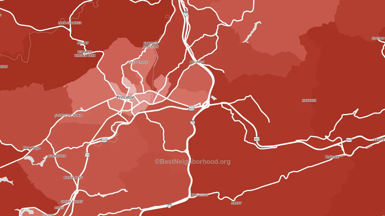 24739, WV block-group political-lean map