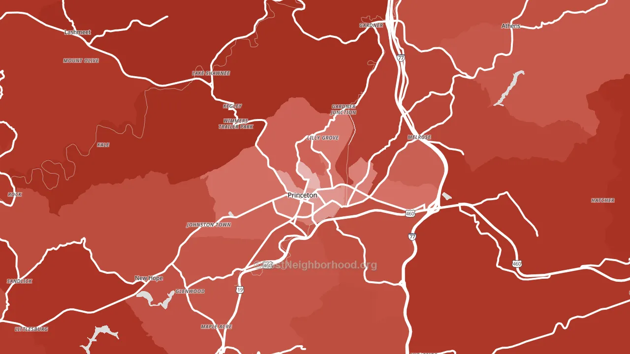 24740, WV block-group political-lean map