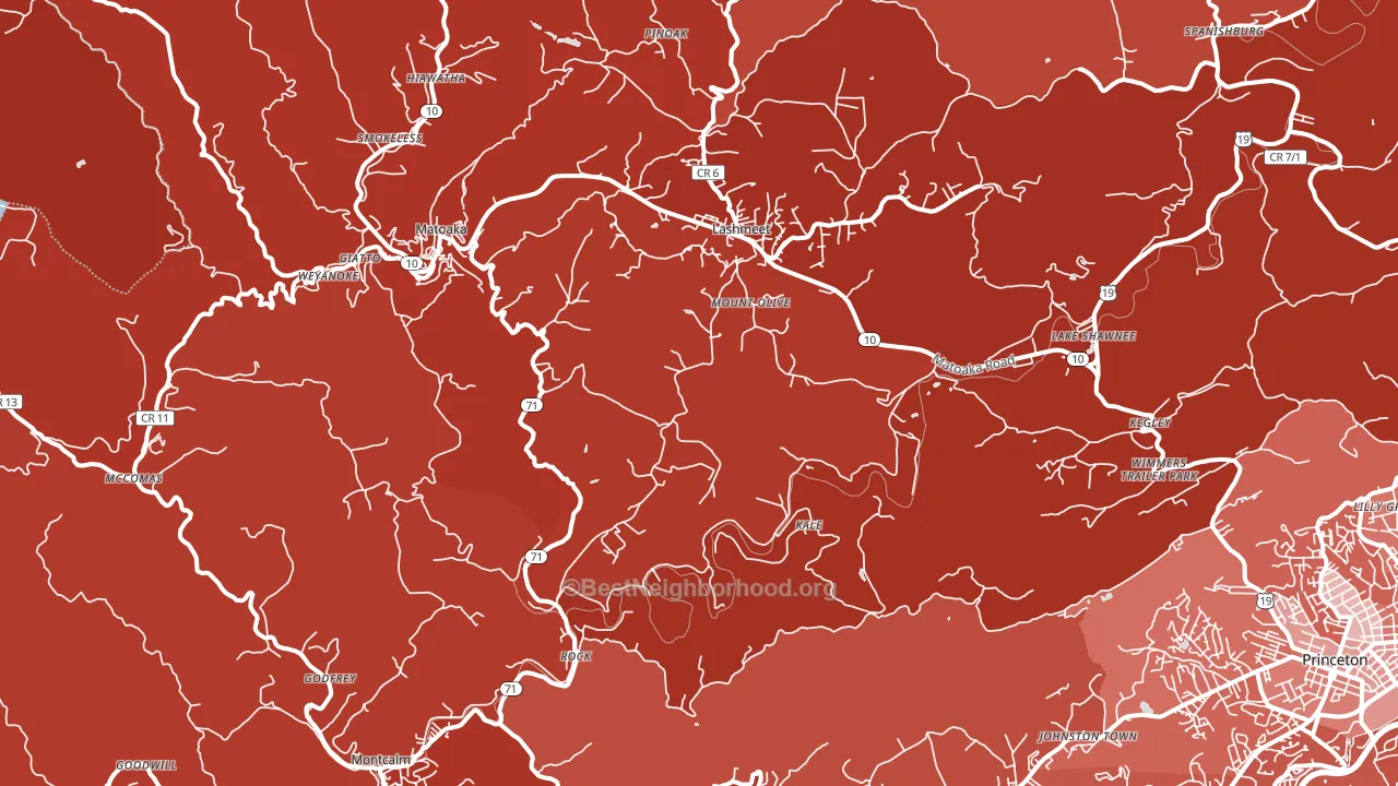 24747, WV block-group political-lean map