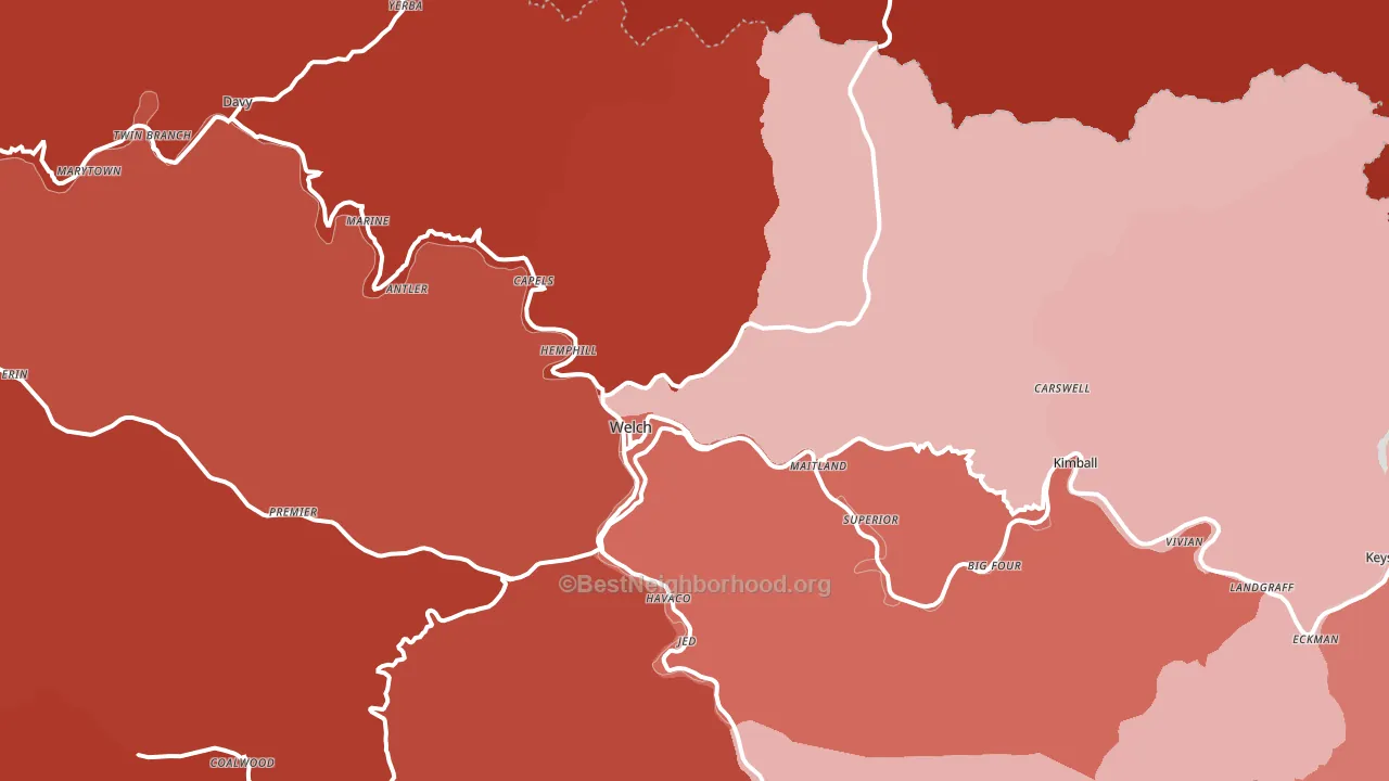 24801, WV block-group political-lean map