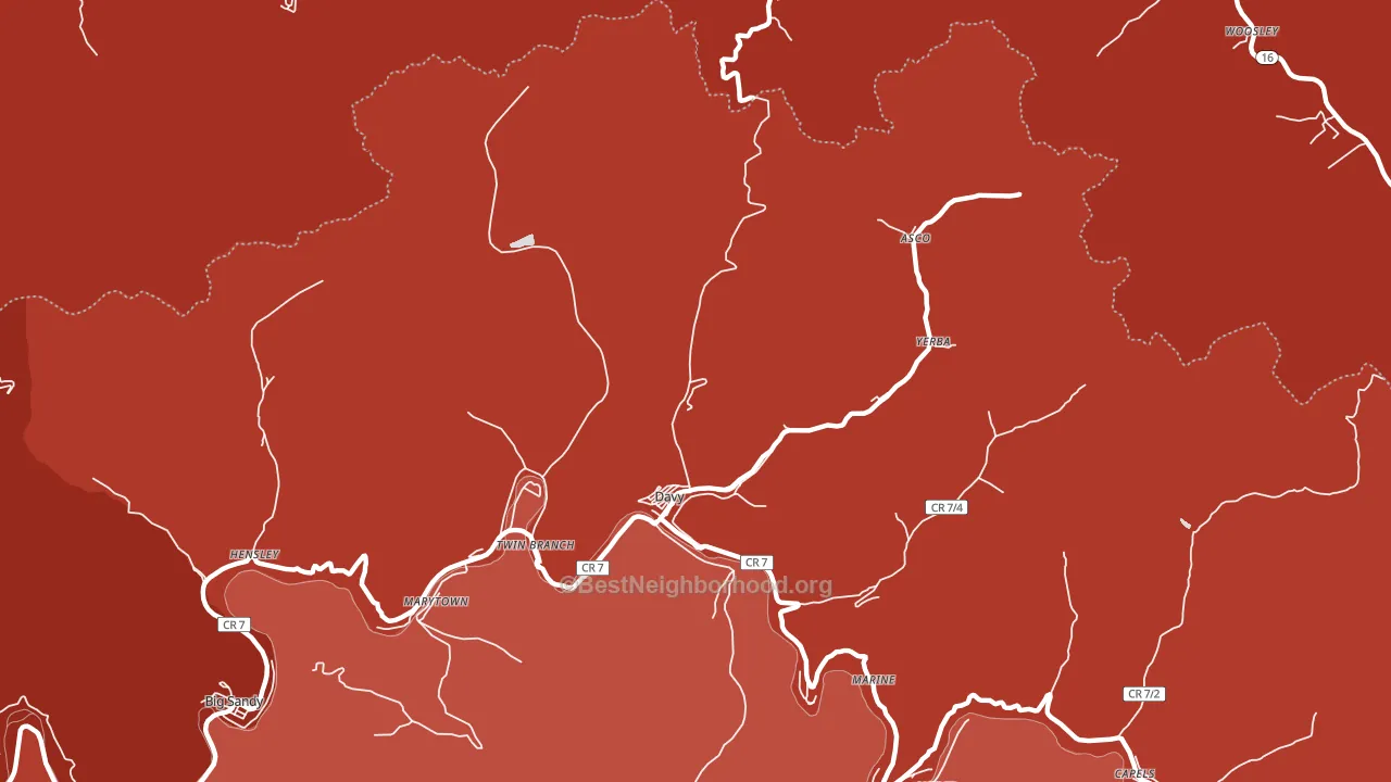 24828, WV block-group political-lean map