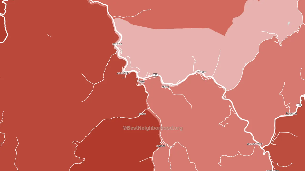 24836, WV block-group political-lean map