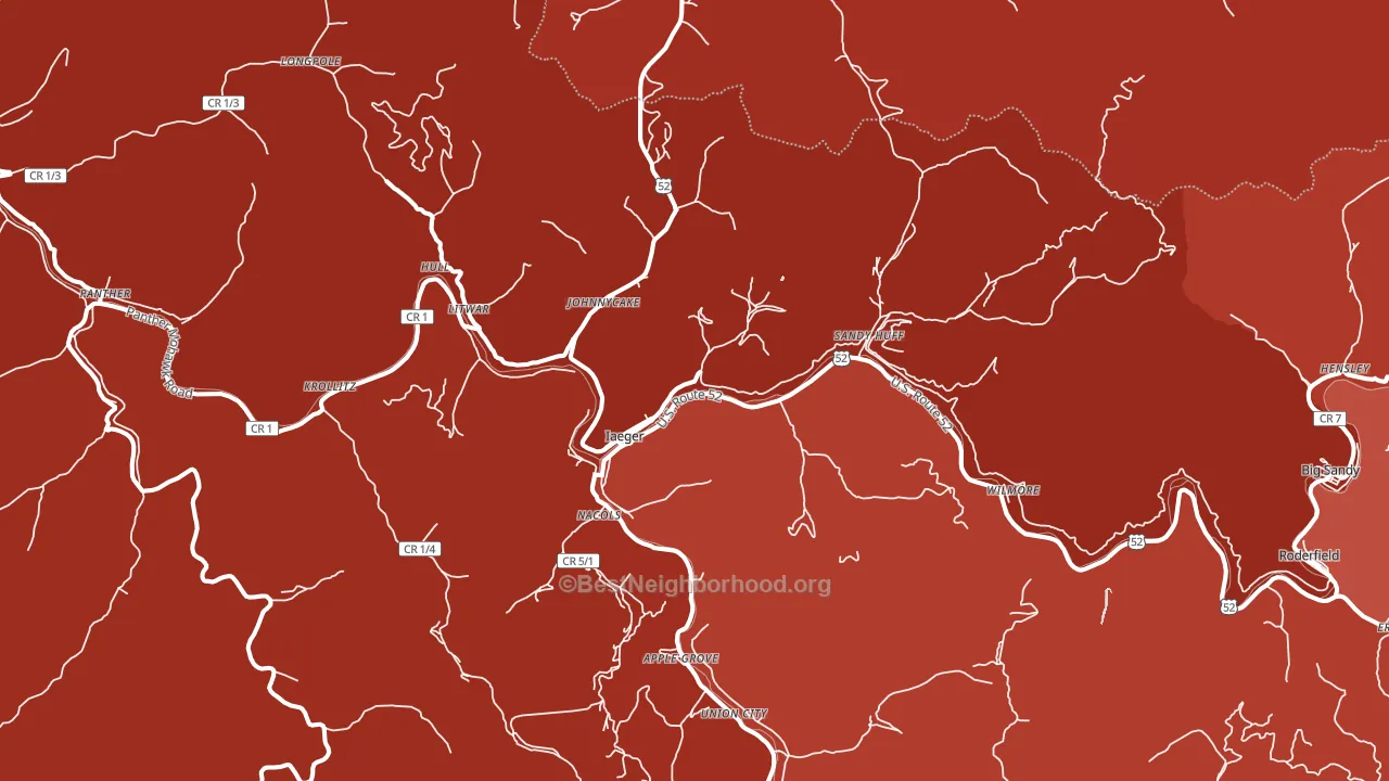 24844, WV block-group political-lean map