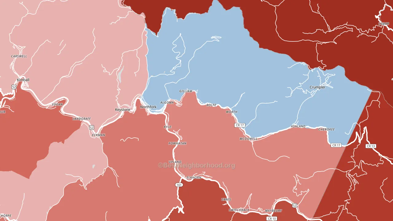 24868, WV block-group political-lean map